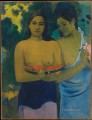 Two Tahitian Women with Mango Blossoms Post Impressionism Primitivism Paul Gauguin